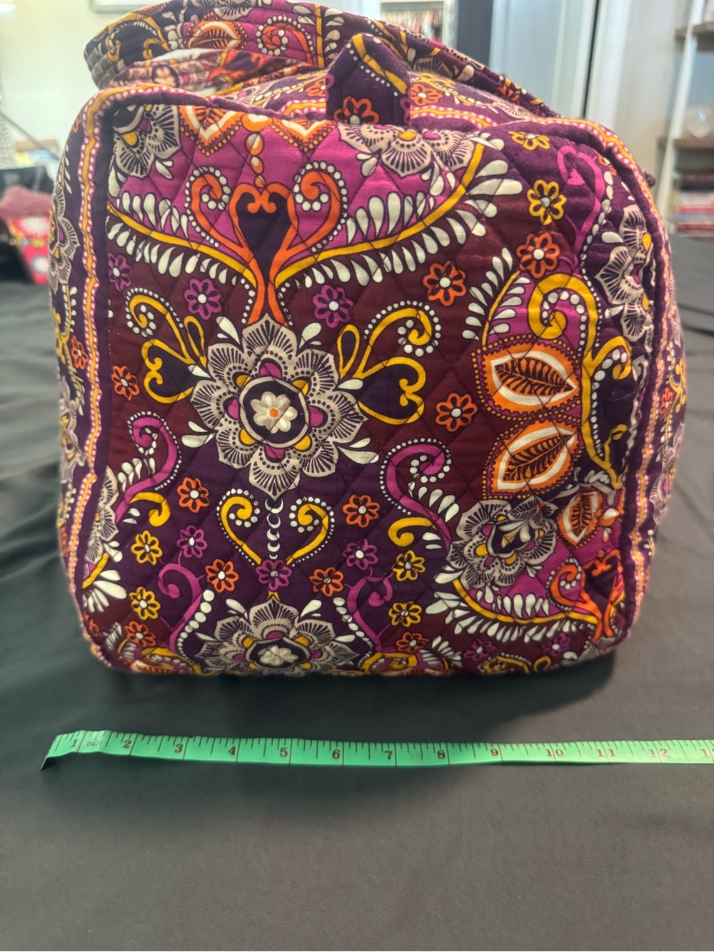 Vera Bradley large Quilted Floral Duffel in Purple, Orange & Yellow - Picture 3 of 7